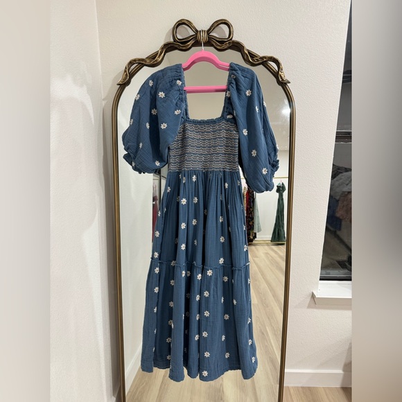 Free People Dahlia Embroidered Floral Smocked Dress - Picture 4 of 6